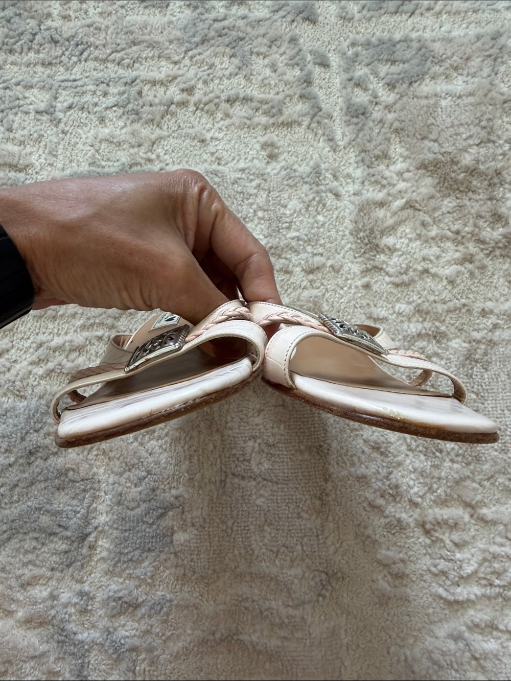 Brighton Women's Pale Blush Pink Leather Slide Mules - Picture 3 of 6